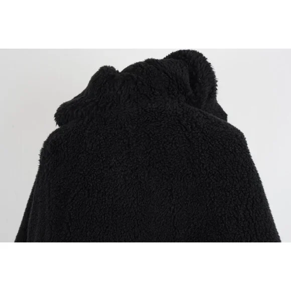 $1,980 Mackintosh Reversible Shearling Quilted Poncho Jacket Black Size 8 NEW